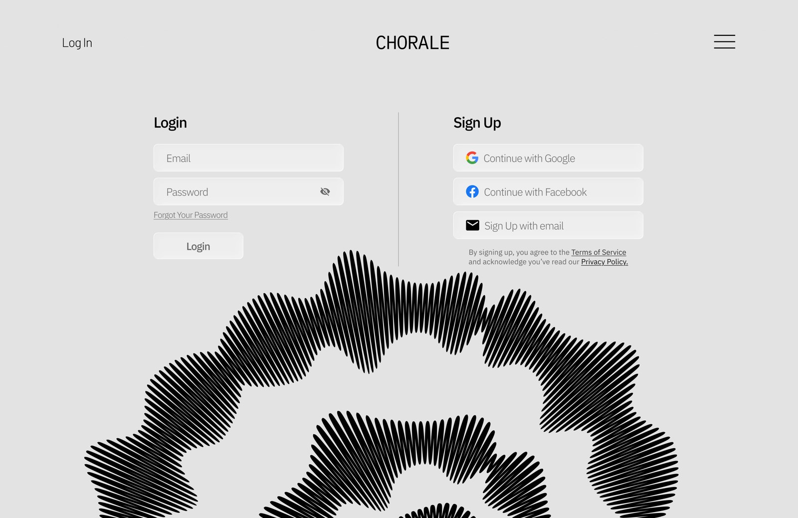 Final UI: login and sign up screen
