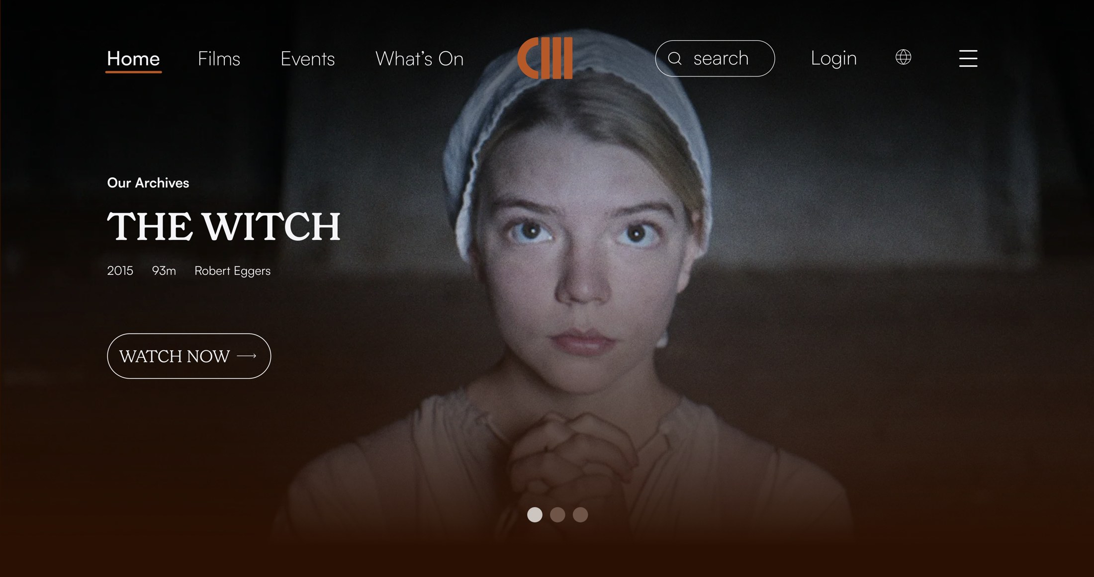 Cineteca Milano homepage, dark cinematic redesign
